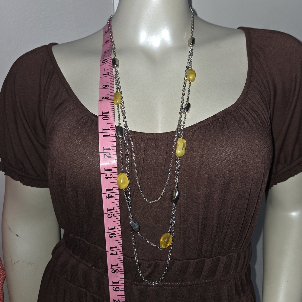 204# Paparazzi Yellow and Silver Multi-Strand Necklace